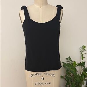 J. Crew Factory Black Fitted Tie Front Tank Top